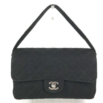Chanel Shoulder Bag CC Logo Double Flap Face Cotton Black — view 2