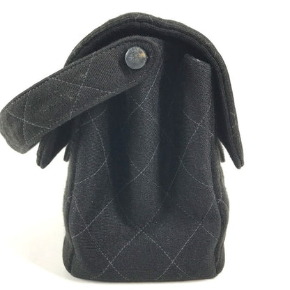 Chanel Shoulder Bag CC Logo Double Flap Face Cotton Black — view 3