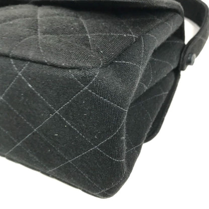 Chanel Shoulder Bag CC Logo Double Flap Face Cotton Black — view 6