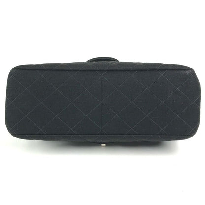 Chanel Shoulder Bag CC Logo Double Flap Face Cotton Black — view 5