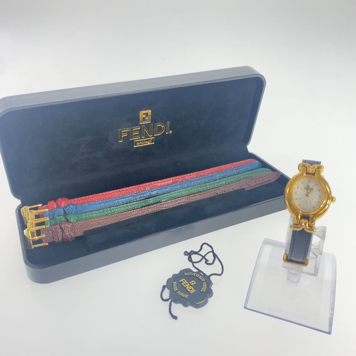 Fendi Vintage Change Strap Black Brown Blue Watch — view 3
