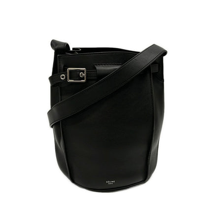 Celine Shoulder Bag Big Bucket with Long Strap Black Leather