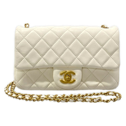 Chanel Shoulder Bag Mini Quilted Ivory Lambskin
