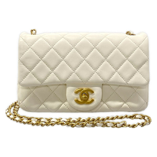 Chanel Shoulder Bag Mini Quilted Ivory Lambskin