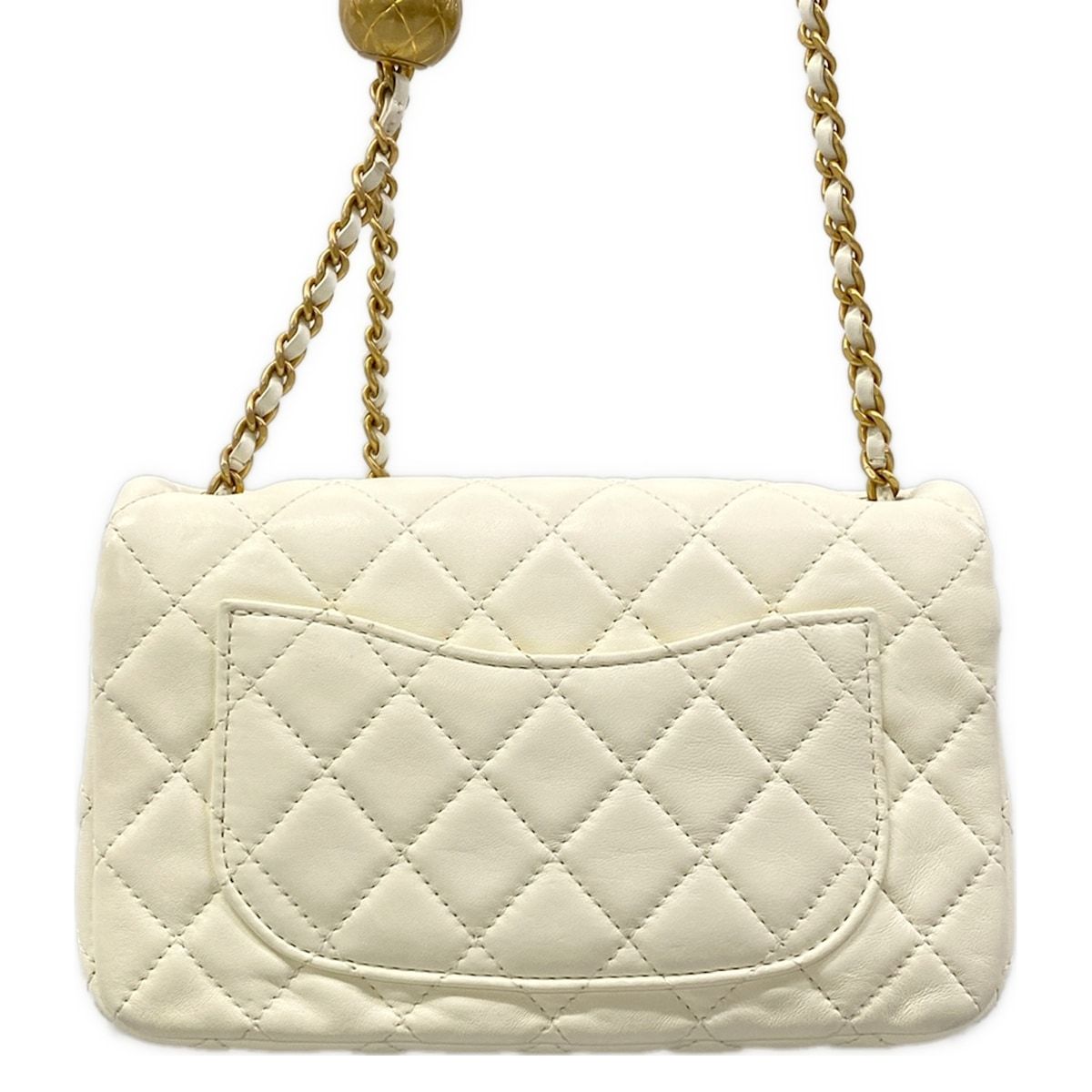 Chanel Shoulder Bag Mini Quilted Ivory Lambskin — view 3