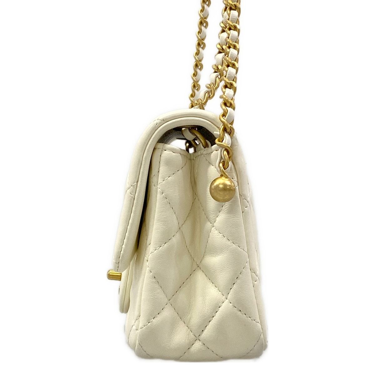 Chanel Shoulder Bag Mini Quilted Ivory Lambskin — view 4