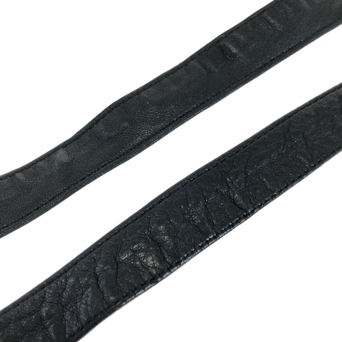 Chanel Vintage Ribbon & Chain Belt CC Logo Black Gold Leather Plated — view 4