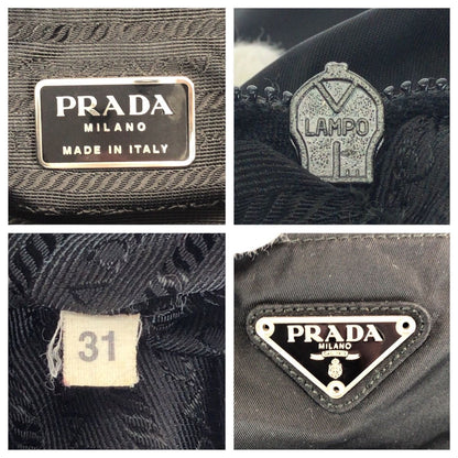 Prada Tessuto Black Silver Nylon Shoulder Bag — view 4