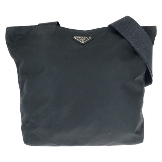 Prada Tessuto Black Silver Nylon Shoulder Bag