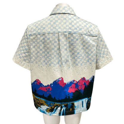 Louis Vuitton Short Sleeve Shirt Wide Denim White Blue Multi Cotton L — view 2