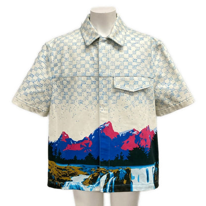 Louis Vuitton Short Sleeve Shirt Wide Denim White Blue Multi Cotton L