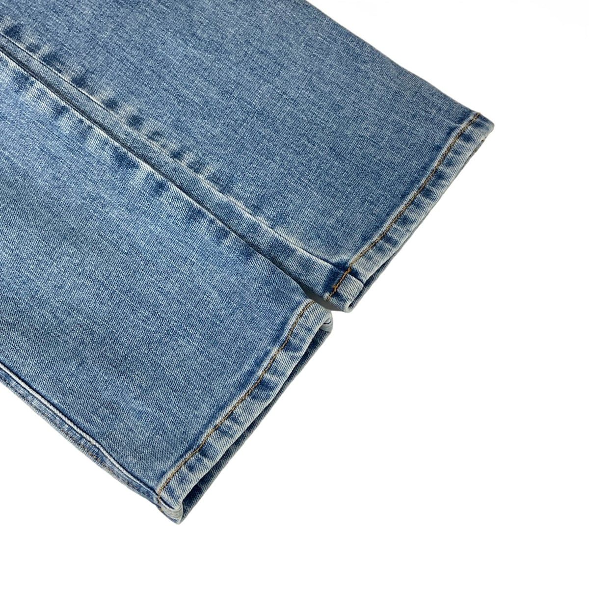 Chanel Jeans S Light Blue Lambskin Fur CC Logo Rhinestone Cotton 34 — view 5