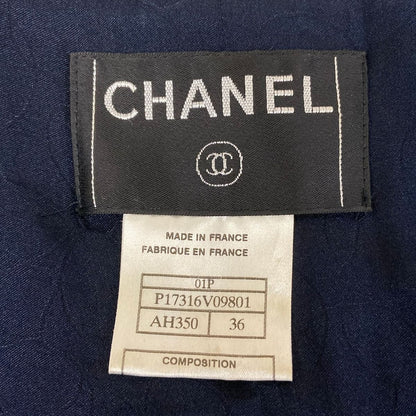 Chanel Jacket S Dark Navy Tweed Glitter Double Cotton 36 — view 3