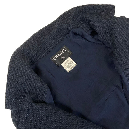 Chanel Jacket S Dark Navy Tweed Glitter Double Cotton 36 — view 7