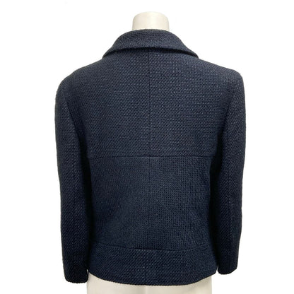 Chanel Jacket S Dark Navy Tweed Glitter Double Cotton 36 — view 2