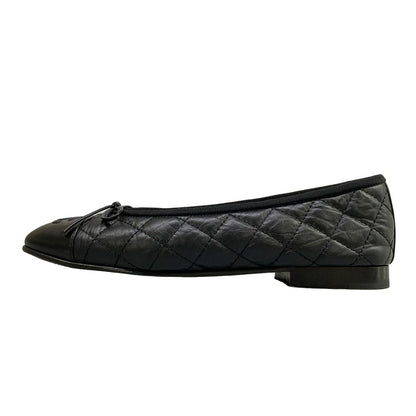 Chanel Pumps Black Quilted Ribbon CC Logo Lambskin Heels