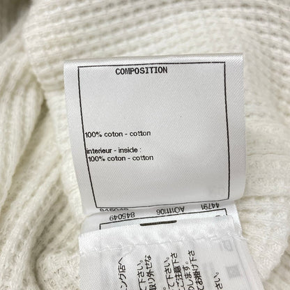 Chanel Jacket L White Black Waffle Collarless Trim Coco Buttons Rhinestone 42 — view 5