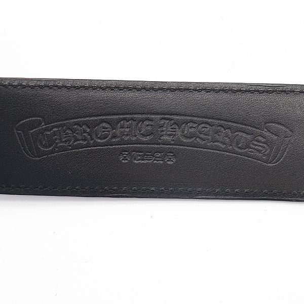 Chrome Hearts Belt Oval Cross Buckle Sil Plain Black Leather Rivet 30 — view 6