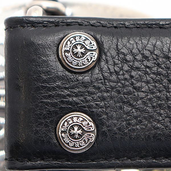 Chrome Hearts Belt Oval Cross Buckle Sil Plain Black Leather Rivet 30 — view 7