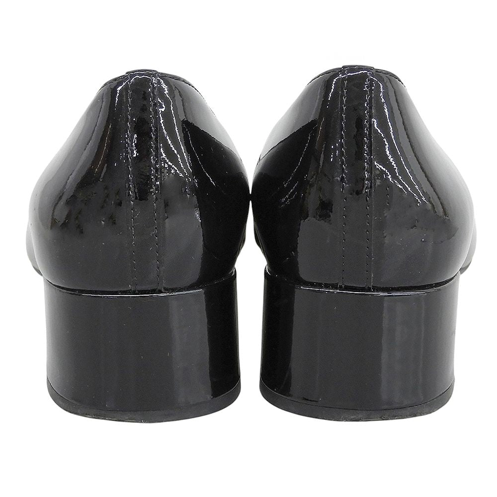 Prada Ribbon Patent Pumps Shoes Black — view 5