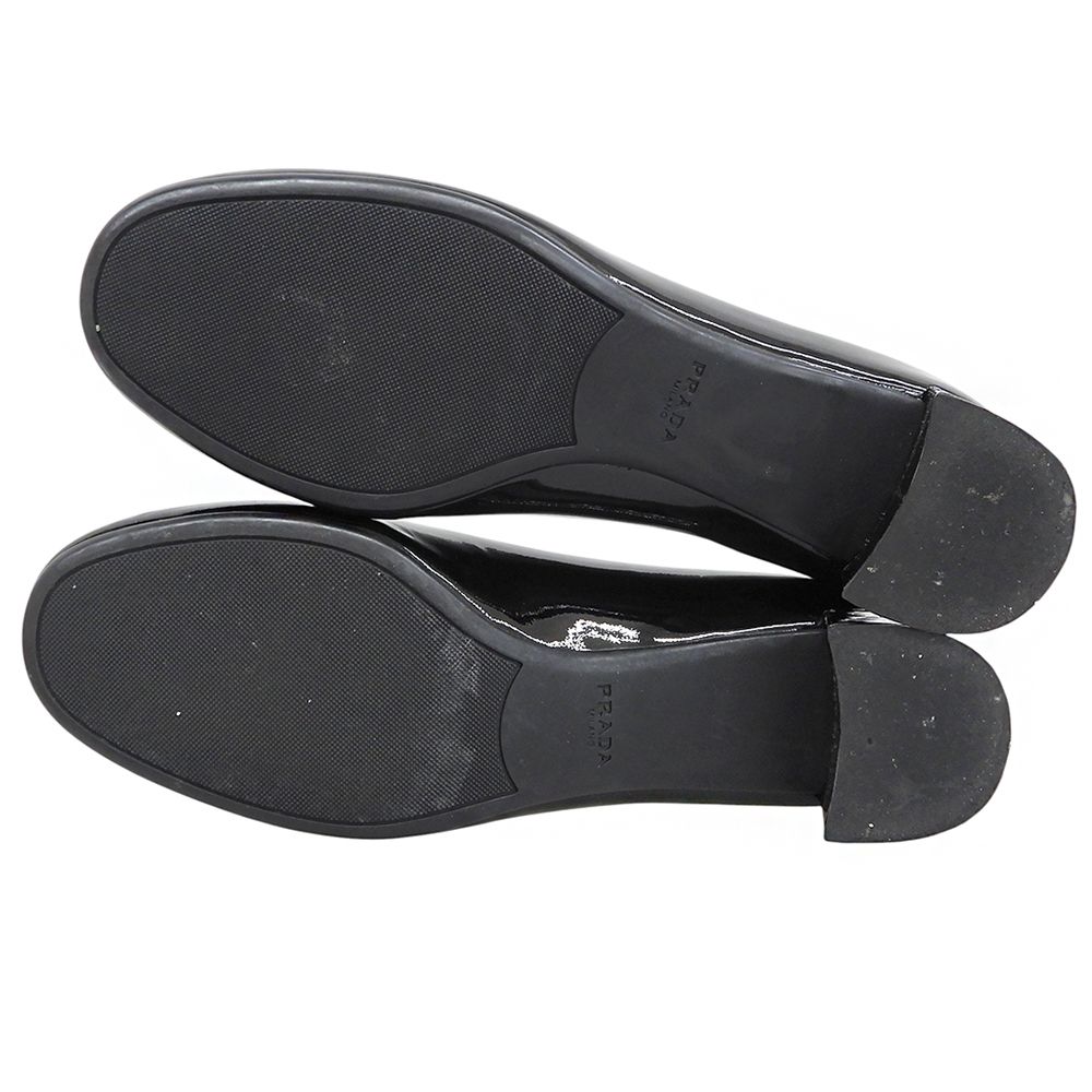 Prada Ribbon Patent Pumps Shoes Black — view 2