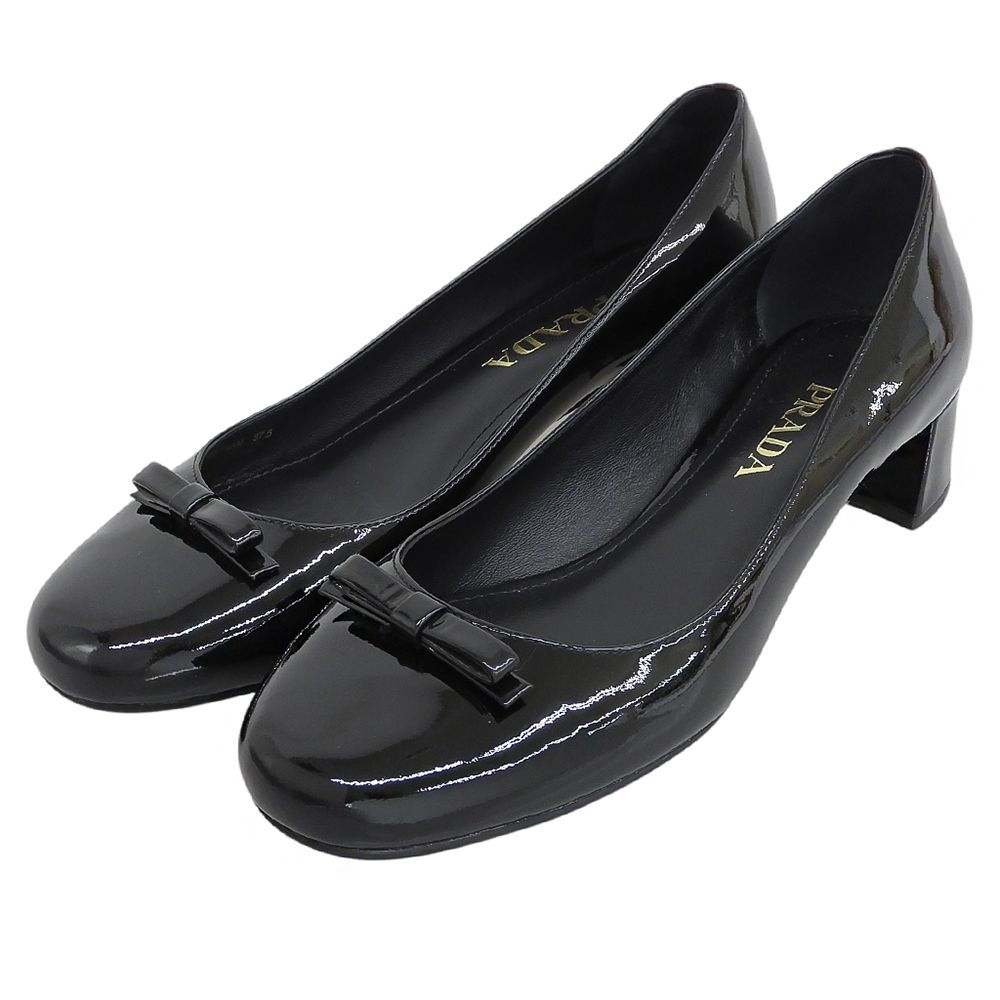 Prada Ribbon Patent Pumps Shoes Black