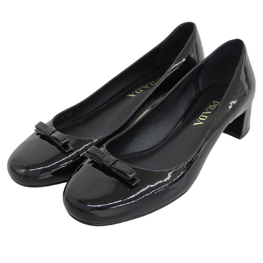 Prada Ribbon Patent Pumps Shoes Black