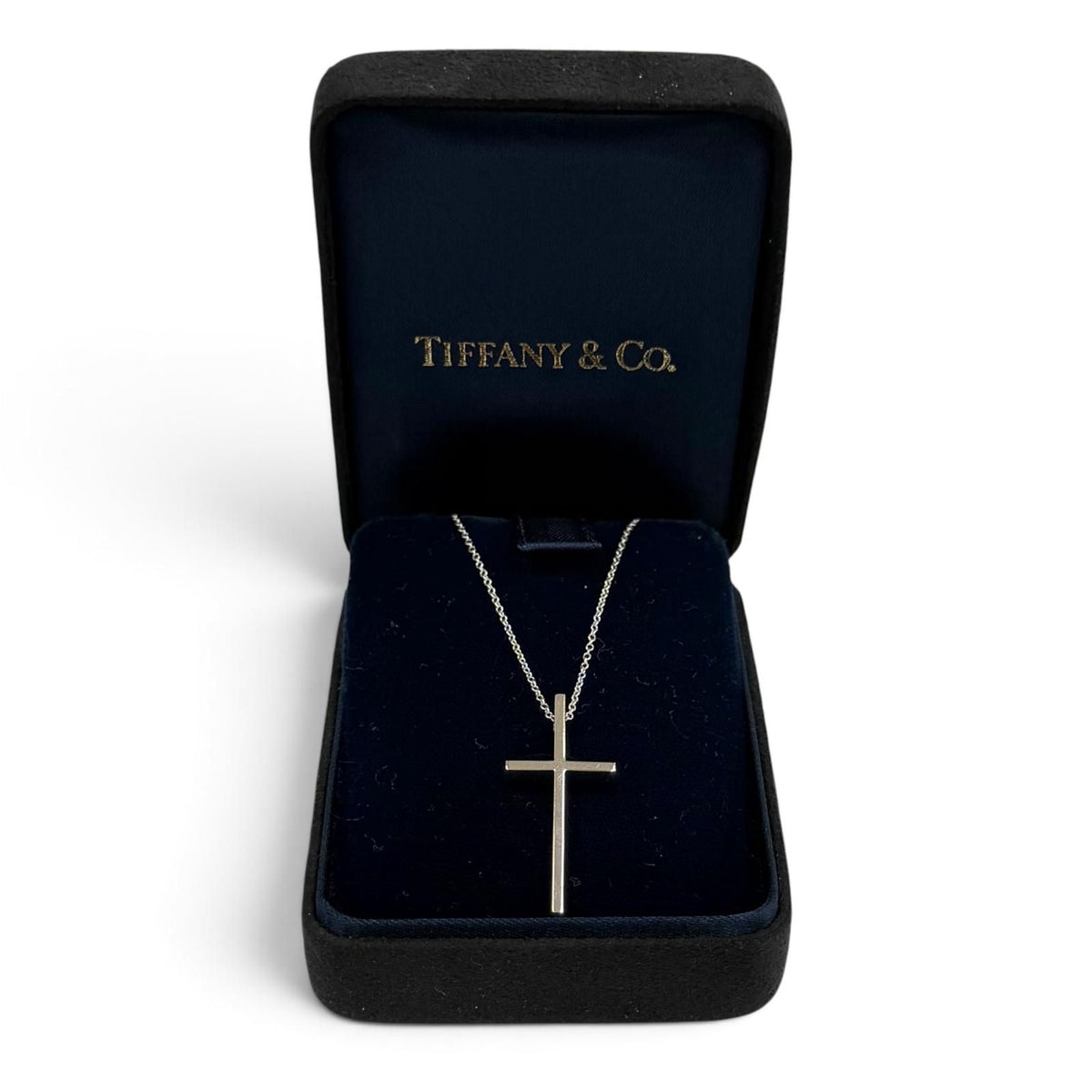 Tiffany & Co 750 Cross Pendant White Gold — view 2