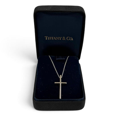 Tiffany & Co 750 Cross Pendant White Gold — view 2