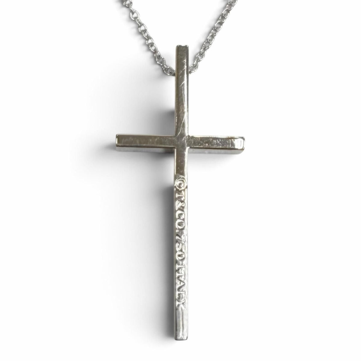 Tiffany & Co 750 Cross Pendant White Gold — view 4