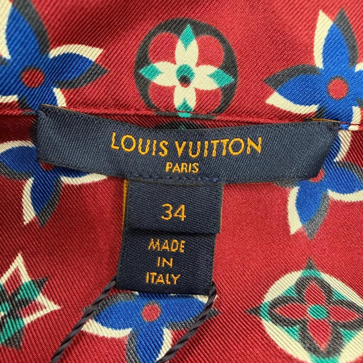 Louis Vuitton Silk 100% Monogram Long Sleeve Shirt Bordeaux Navy 34 — view 6