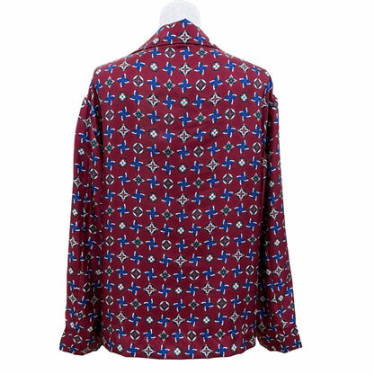 Louis Vuitton Silk 100% Monogram Long Sleeve Shirt Bordeaux Navy 34 — view 4