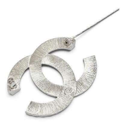 Chanel CC Logo Rhinestone Crystal Bijou Brooch Silver — view 4