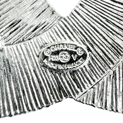 Chanel CC Logo Rhinestone Crystal Bijou Brooch Silver — view 5