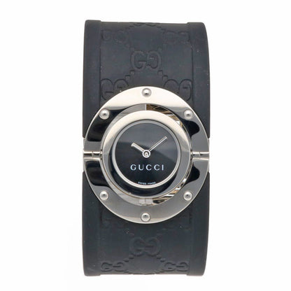Gucci Noir Watch Clock Stainless Steel 112 Quartz