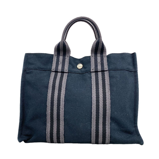Hermes Tote Bag Fourre Tout PM Canvas Black Silver