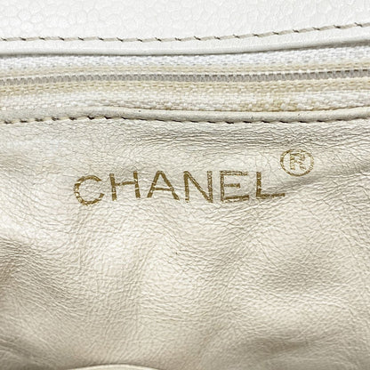 Chanel Handbag Quilted Caviar Leather White Gold — view 5