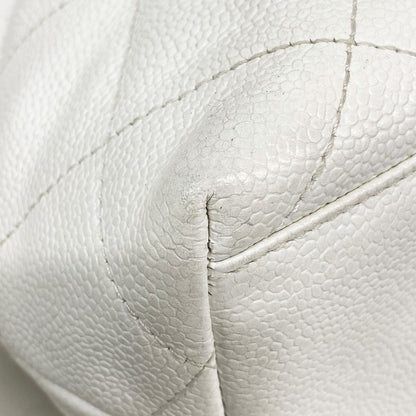 Chanel Handbag Quilted Caviar Leather White Gold — view 7