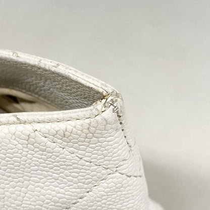 Chanel Handbag Quilted Caviar Leather White Gold — view 6