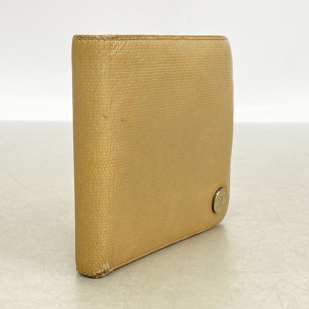 Chanel Wallet Coco Buttons Leather Beige Silver — view 2