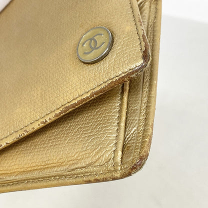 Chanel Wallet Coco Buttons Leather Beige Silver — view 5