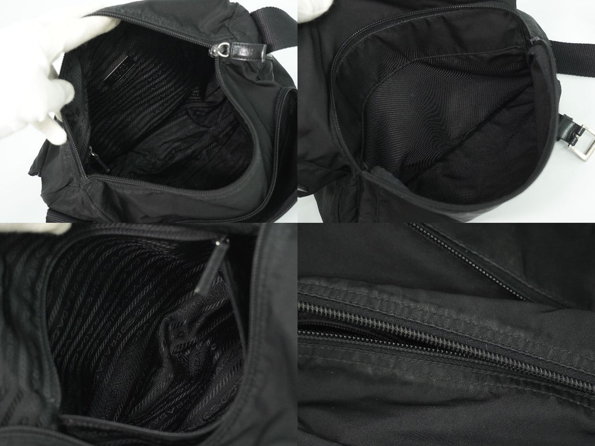 Prada Nylon Shoulder Bag Pochette Black — view 8