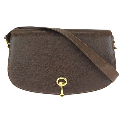 Gucci Vintage Gucci Horsebit Brown Gold Leather Shoulder Bag