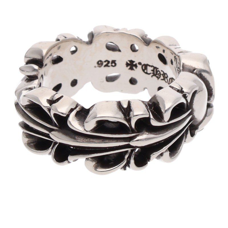 Chrome Hearts Double Floral Cross Heart Silver Ring — view 5