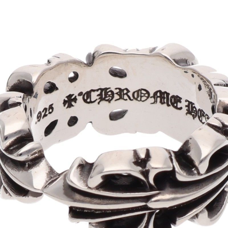 Chrome Hearts Double Floral Cross Heart Silver Ring — view 3