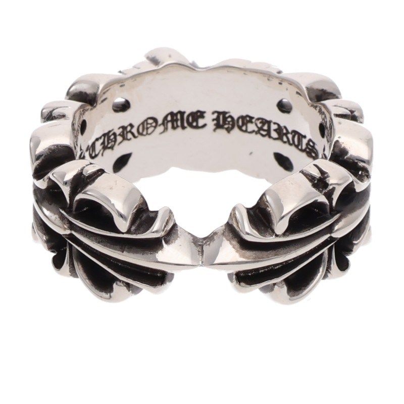 Chrome Hearts Double Floral Cross Heart Silver Ring — view 2