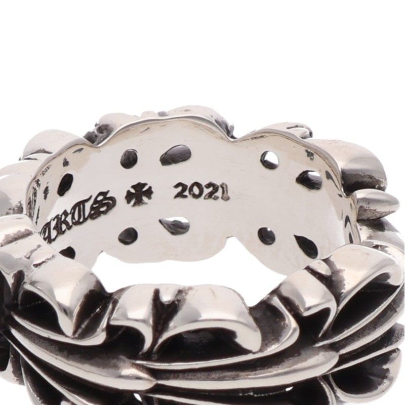 Chrome Hearts Double Floral Cross Heart Silver Ring — view 4