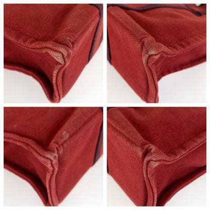 Hermes Fourre Tout PM Wine Red Bordeaux Canvas Tote Bag — view 3