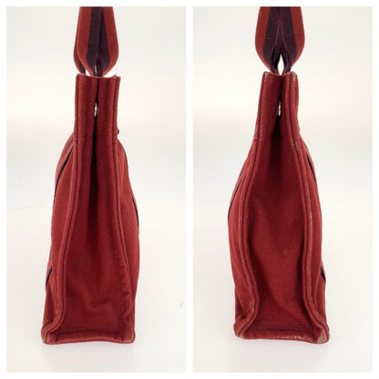 Hermes Fourre Tout PM Wine Red Bordeaux Canvas Tote Bag — view 8
