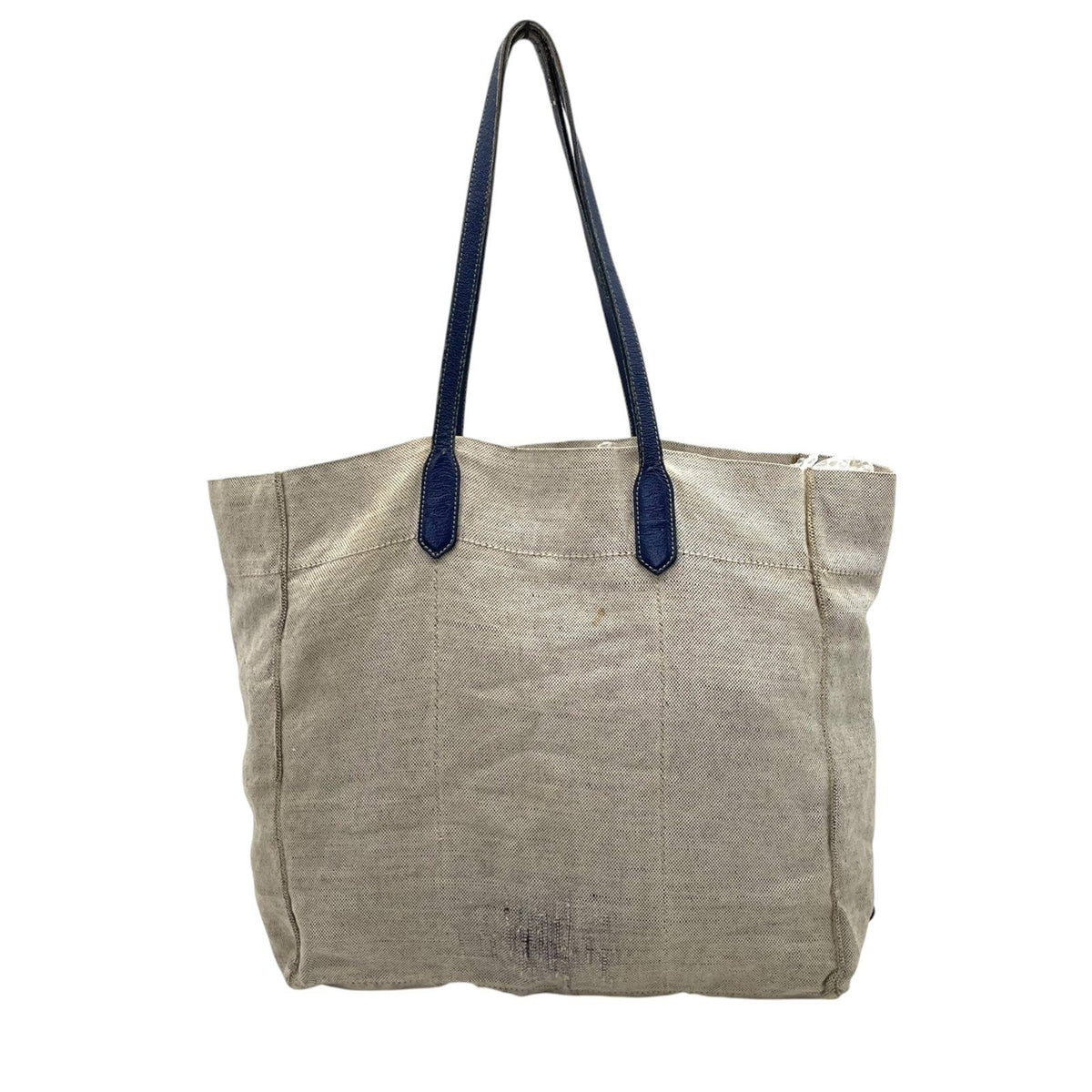 Prada Canapa Tote Bag Triangle Logo Canvas Leather Gray Blue Gold Shoulder Purse — view 3